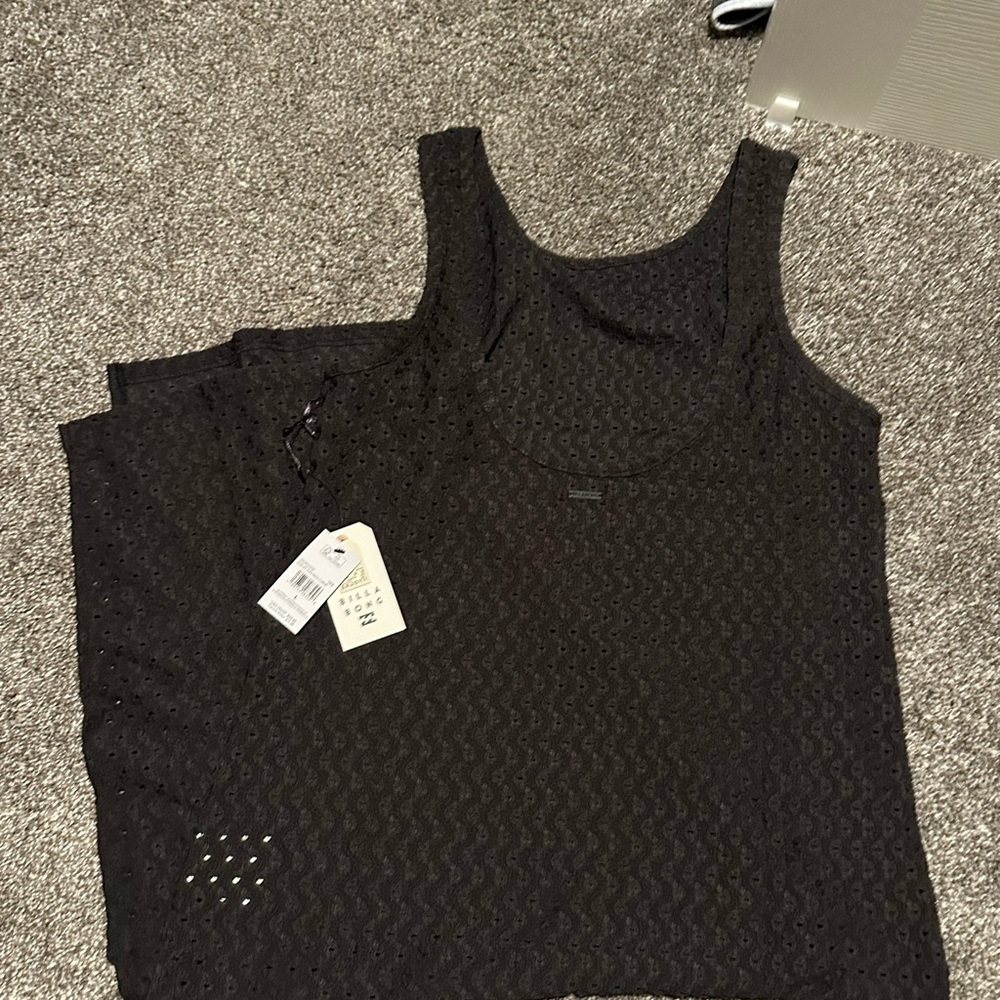 Billabong Black Eyelet Sleeveless Swim Coverup